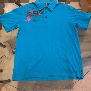 Quiksilver Blue Polo Shirt Vibrant Cotton Blend
